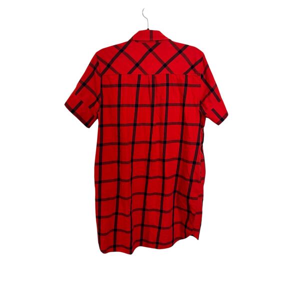 TOPO Designs Shirt Dress Womens Large Plaid Flannel Button Up Red Navy Cotton - Picture 4 of 7